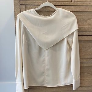 Who What Wear XS off white blouse with scarf detail
